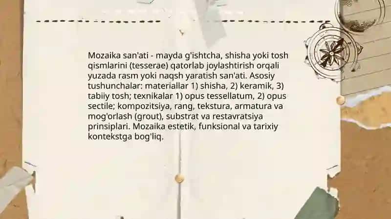 Mozaika san'ati haqida tushuncha 3