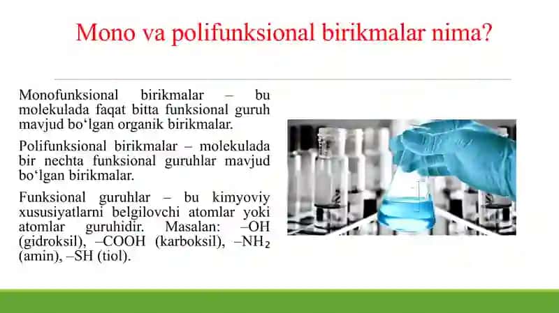 MONO VA POLIFUNKSIONAL BIRIKMALAR METABOLITLAR VA DORIVOR VOSITALAR SIFATIDA. 3