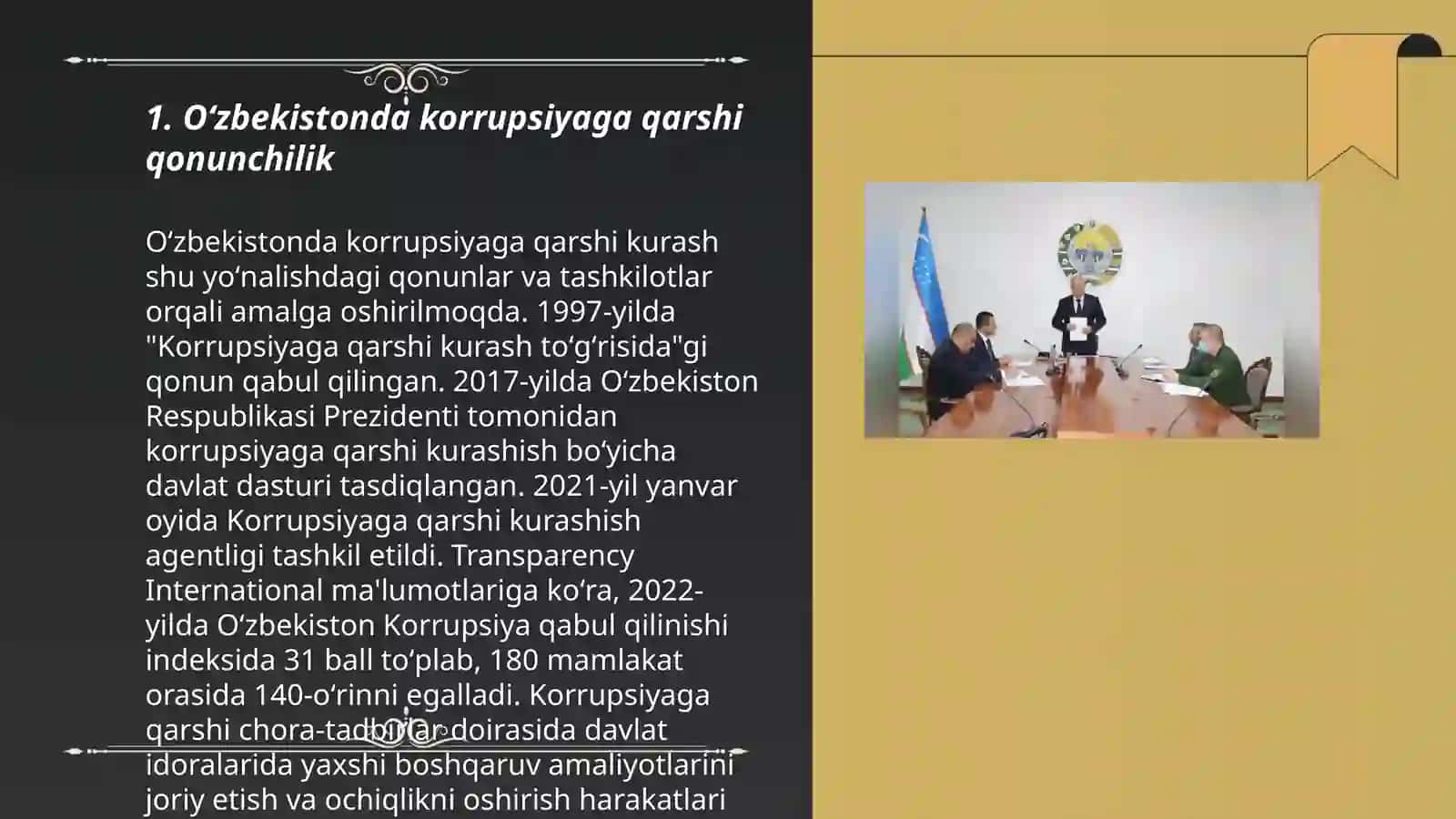 Oʻzbekistonda korrupsiyaga qarshi kurashish 3