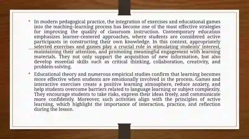 The Importance of Using Exercises and Games in the Learning Process 3