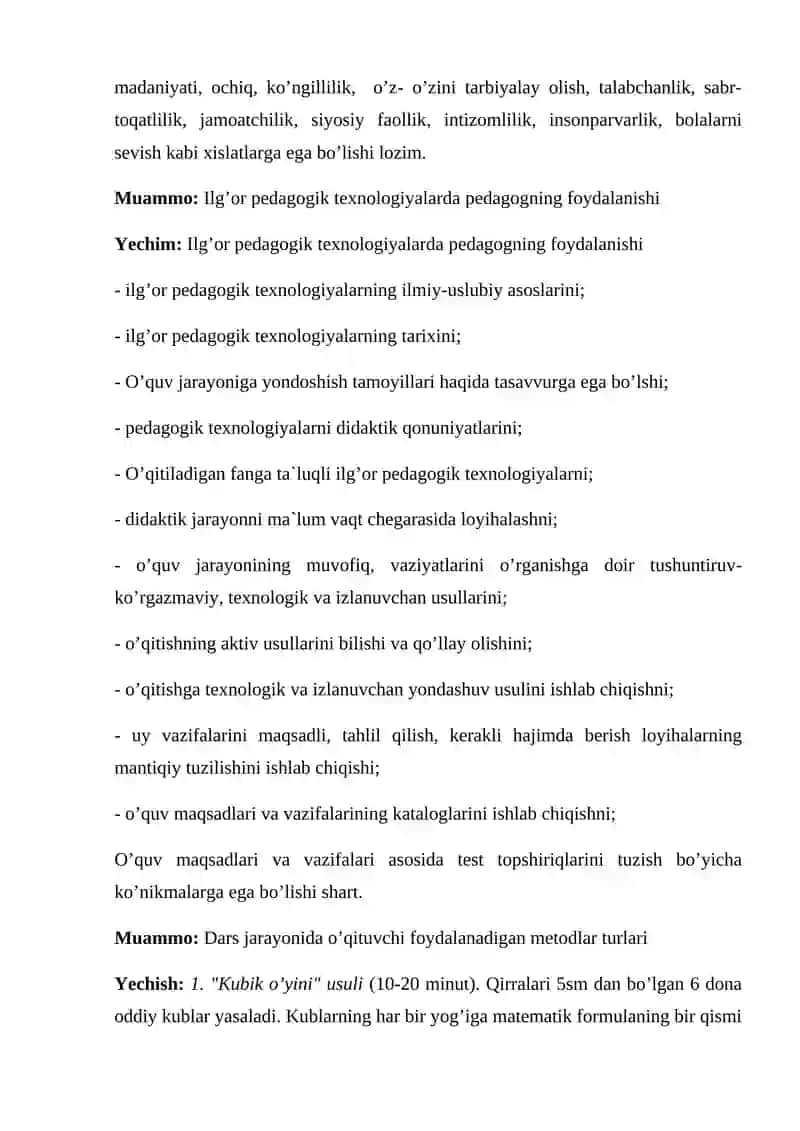 Zamonaviy o’qituvchiga qo’yiladigan talablarga oid metodik tavsiyalar 3