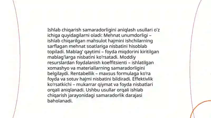 Ishlab chiqarishning samaradorligi va uning ko'rsatkichlari 3