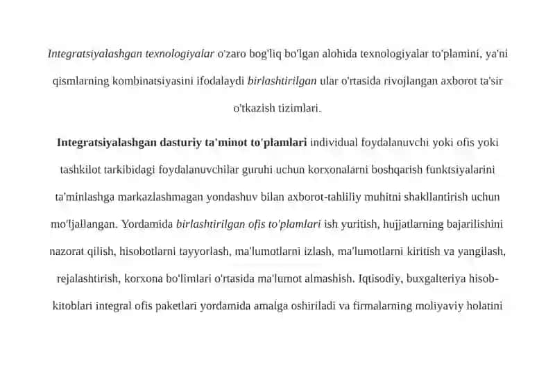 Integratsiyalashgandasturiy ta'minotpaketlarini tashkil etish 3