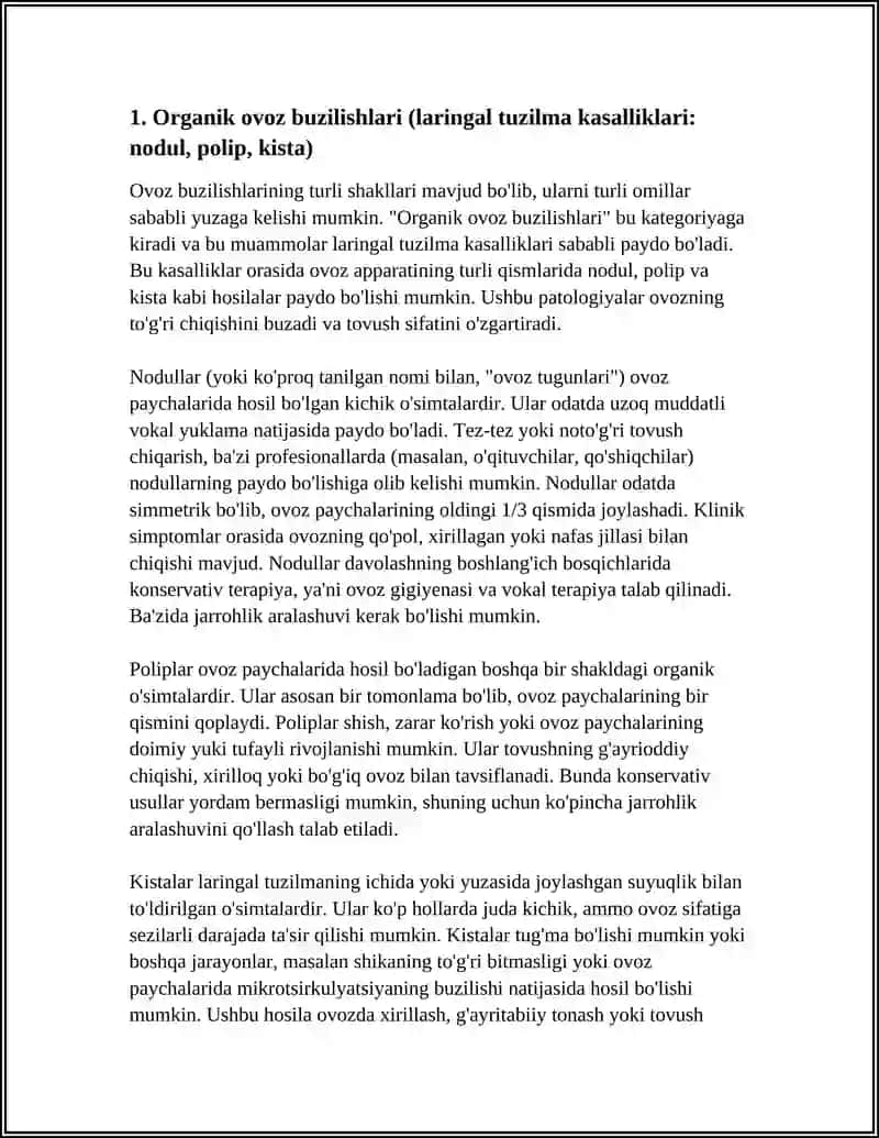 OVOZ BUZILISHLARINING TURLARI 3