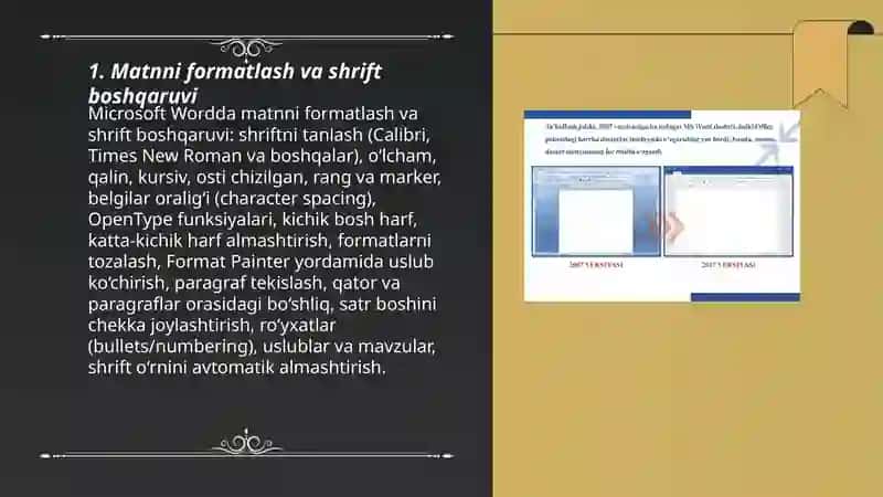 Microsoft Word dasturining imkoniyatlari 3