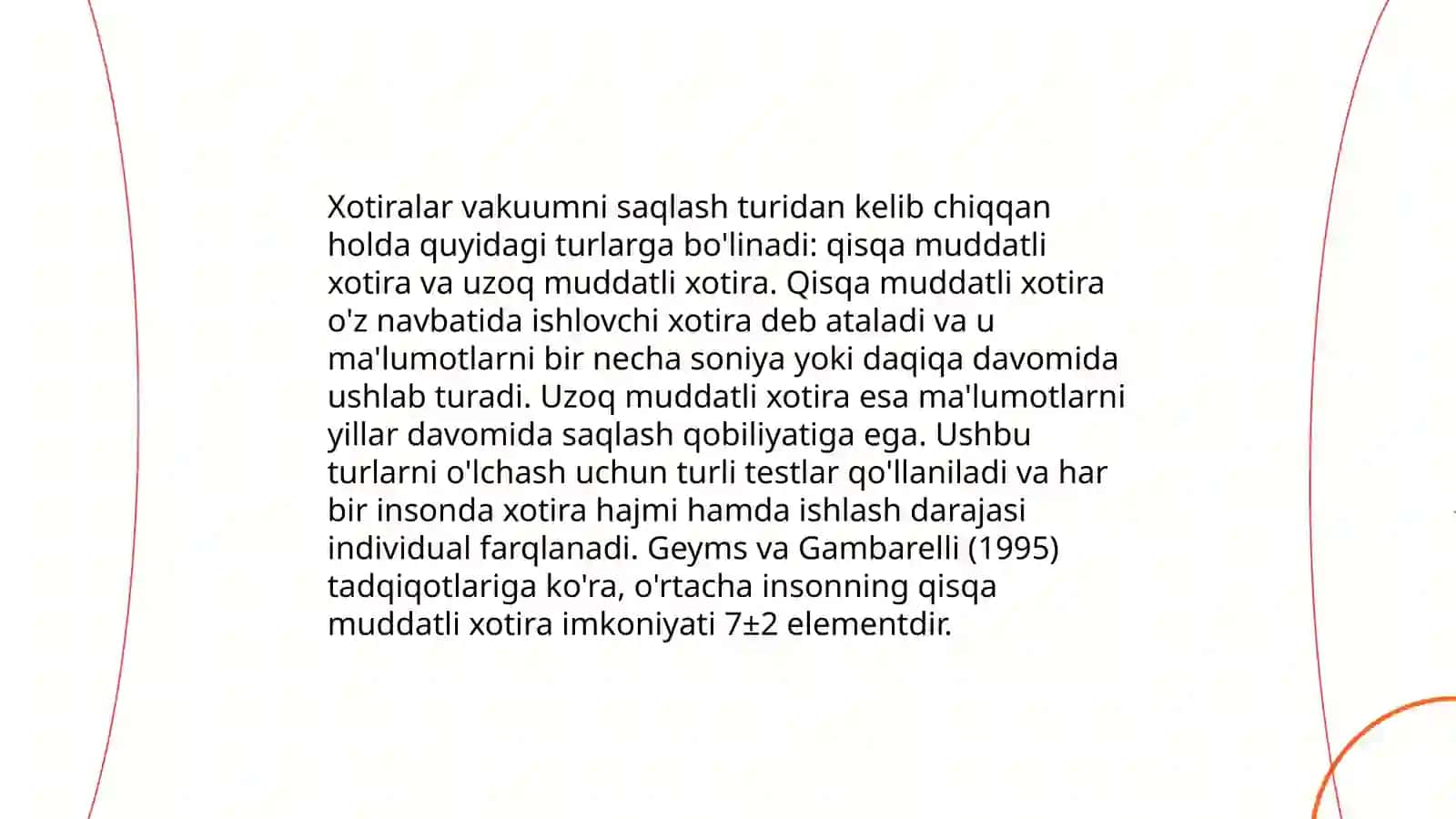 Xotira haqida tushuncha va uning nerv fiziologik asoslari 3