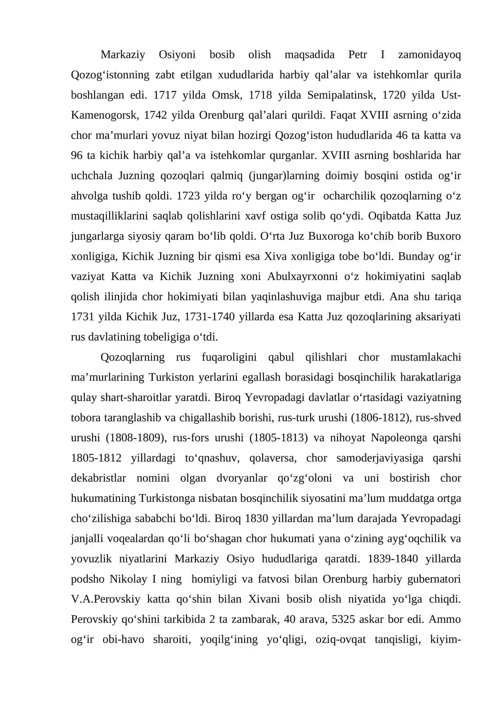O‘rta Osiyo xonliklarining chor Rossiyasi tomonidan bosib olinishi va mustamlakachilarga qarshi xalq harakatlari 3