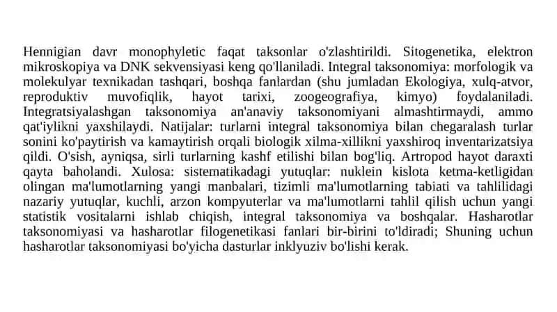 Entamologiya fanidan tayyorlagan mustaqil ta'lim ishi 3