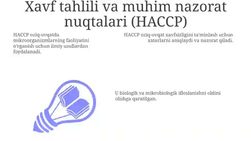 Oziq ovqat mahsulotlarining biologik va mikro biologik xavfsizligini ta'minlash va mikro organizmlar faoliyatini o'rganish 3