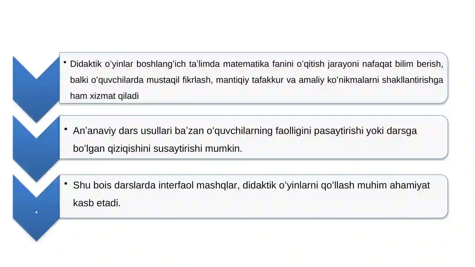 Boshlangʻich sinflarda matematika fanini o‘qitishda didaktik o‘yinlardan foydalanish 3