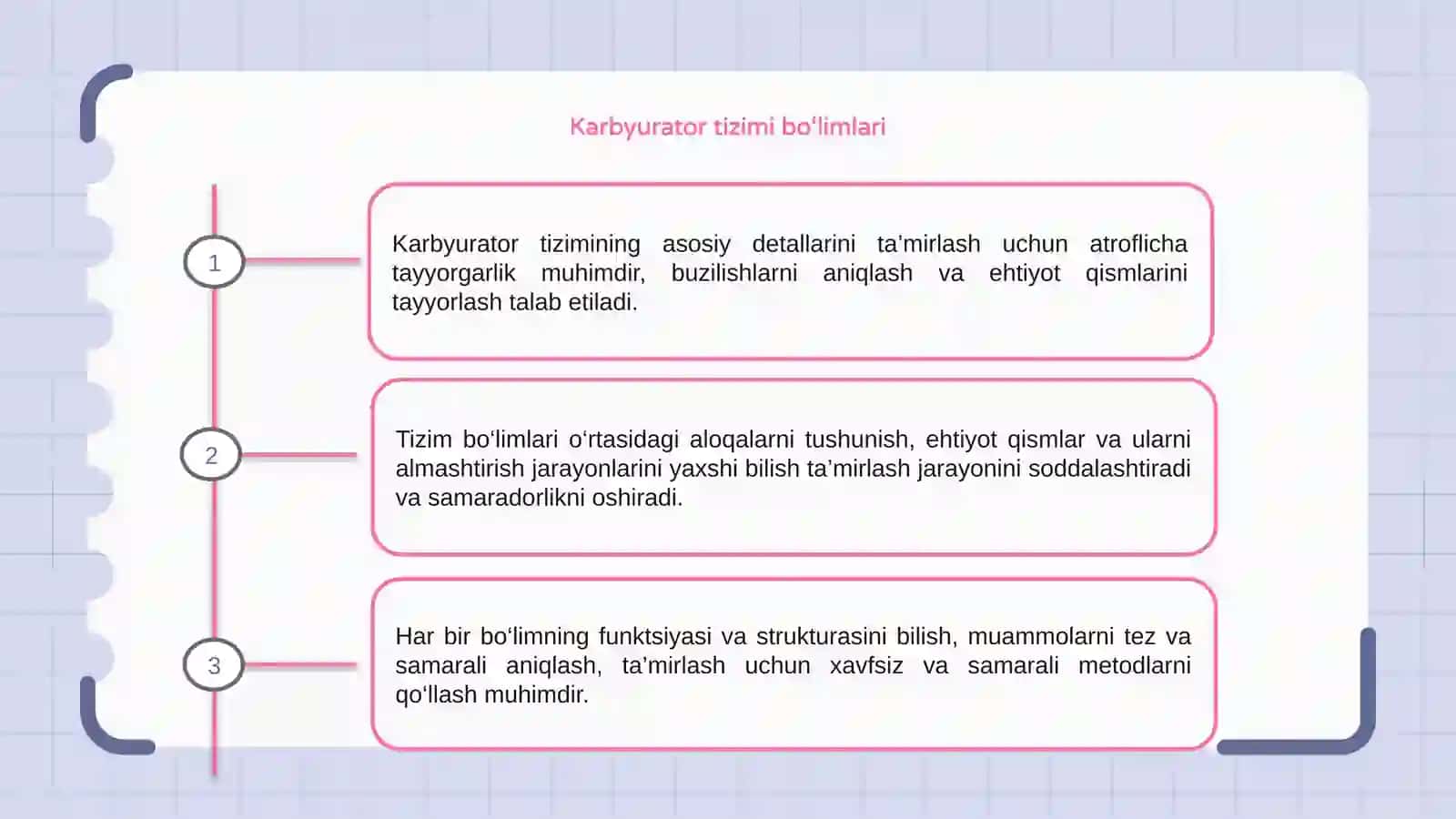 Karbyurator tizimdagi asosiy detallarni ta’mirlashga tayyorlash 3