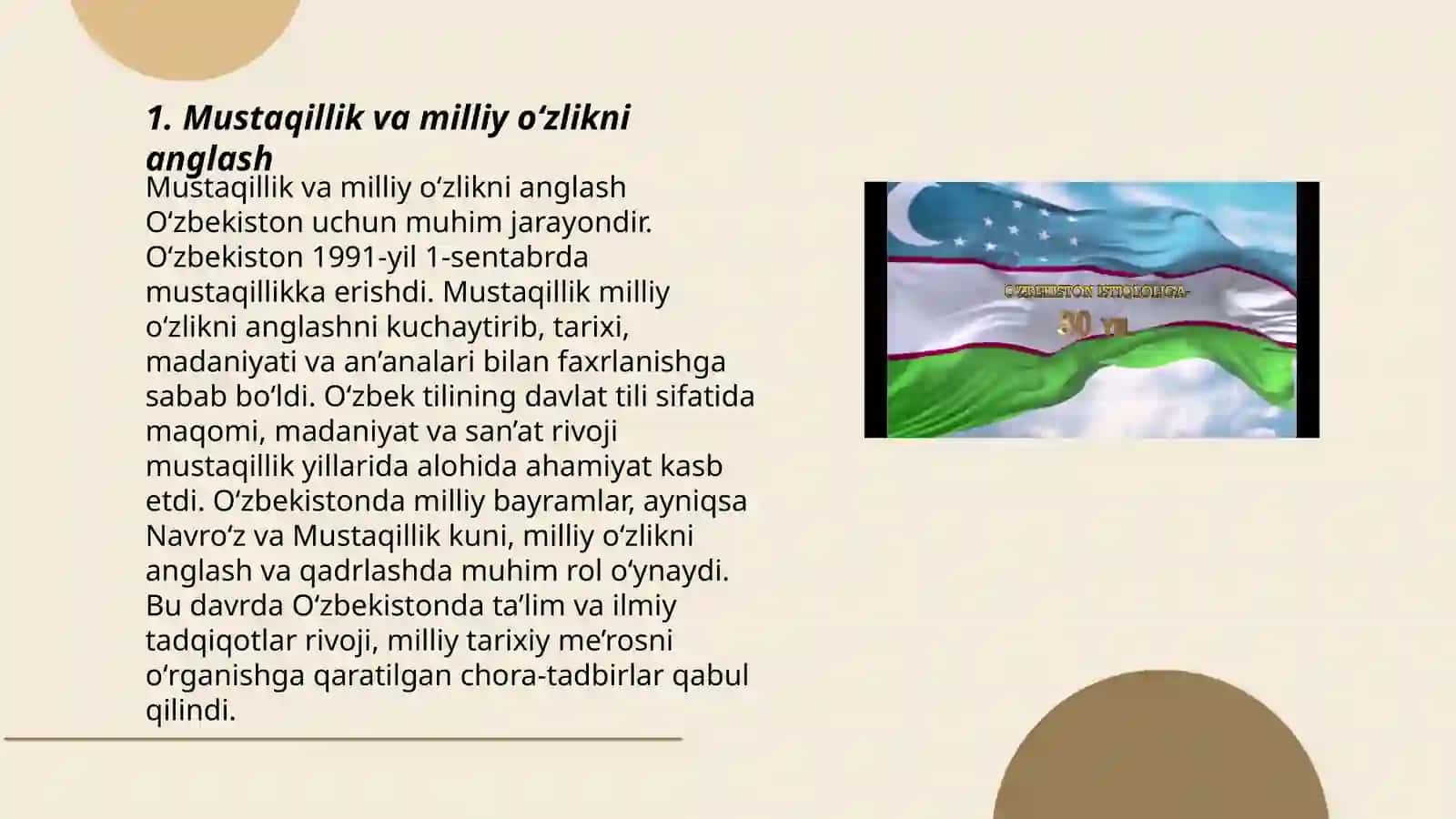 Oʻzbekistonda mustaqillik gʻoyalarining tarixiy ahamiyati 3