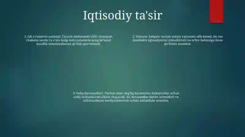 Turistik savdo: umumiy ko'rinish 3
