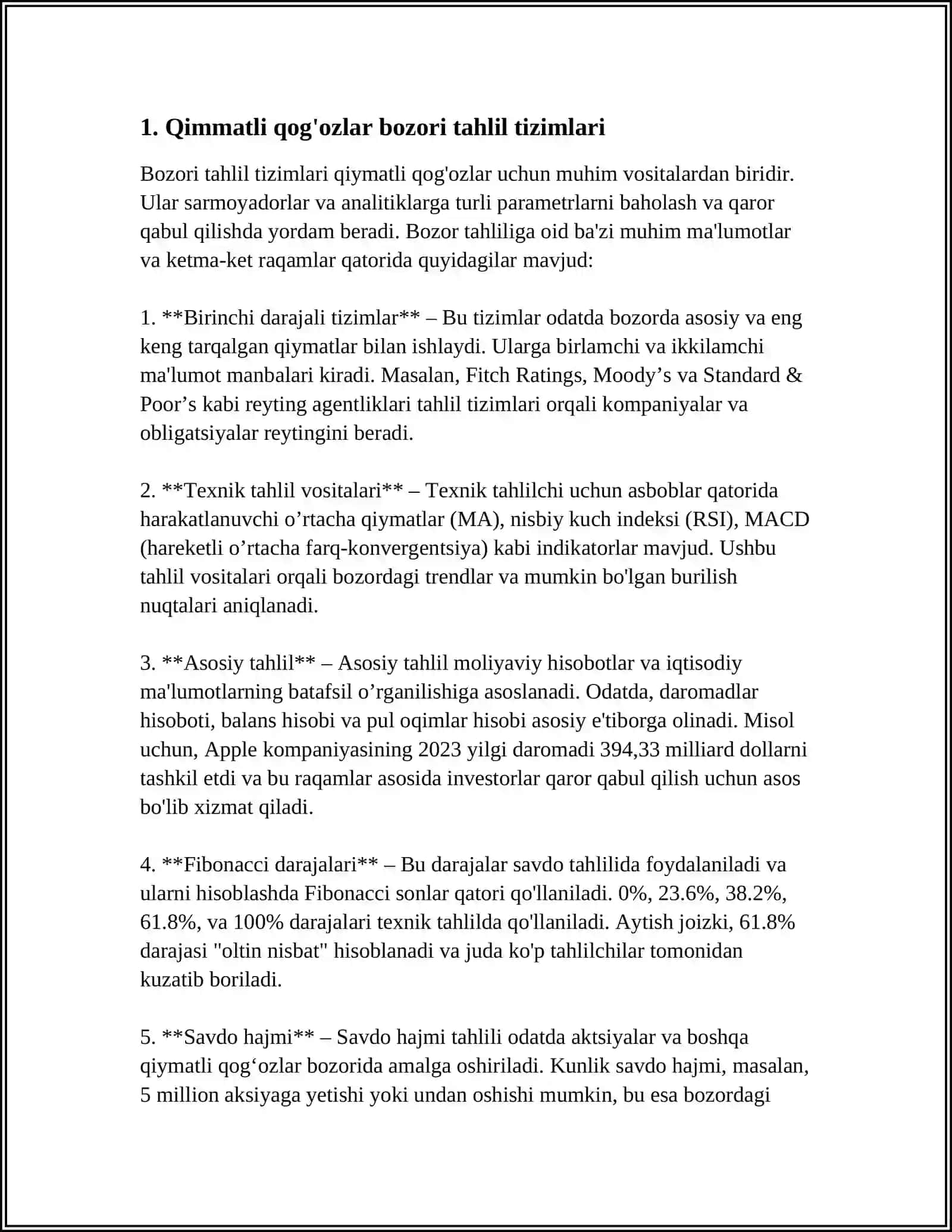 Qimmatli qog'ozlar bozorida avtomatlashtirilgan axborot texnologiyalari va tizimlari 3