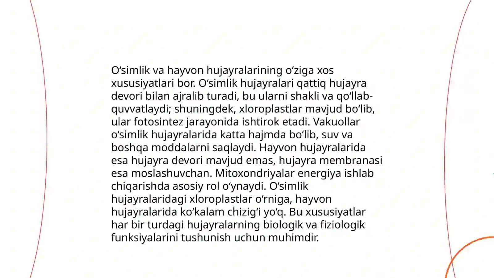 Òsimlik va hayvon hujayralarining òziga xos xususiyatlari 3