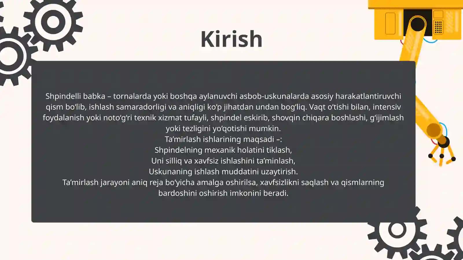 Shpindelli babkani ta’mirlash 3