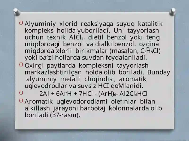 AROMATIK UGLEVODORODLARNI ALKILLASH TEXNOLOGIYASI 3