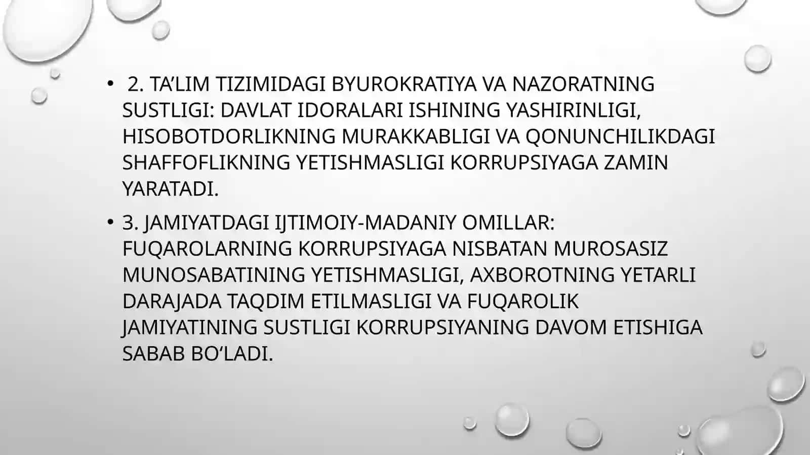 Ta’lim va fan tizimidagi korrupsiya. Sabalari va oqibatlari. Xalqarokorrupsiya 3