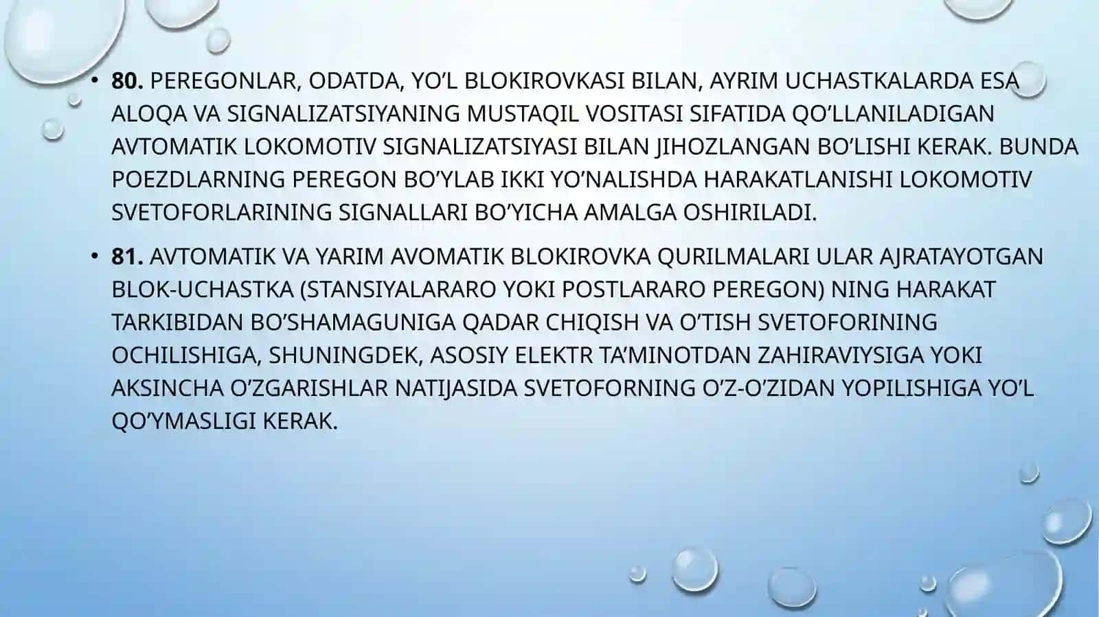 AVTOMATIK VA YARIM AVTOMATIK YO‘L BLOKIROVKASI. SIGNAL VA STRELKALARNI ELEKTR MARKAZLASHTIRISH. AVTOMATIK LOKOMOTIV SIGNALIZATSIYASI VAAVTOSTOP 3