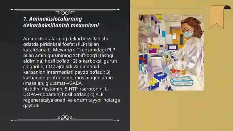 Aminokislotalarni gekarbaksillash deminlash va qayta aminlazh 3
