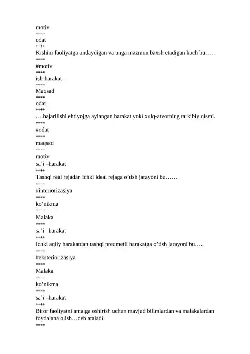 Umumiy psixologiya» fanidan test savollari 3