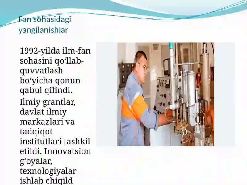 Mustaqillik yillarida Oʻzbekistonda fan, taʼlim, sport, sanʼat-adabiyot va sogʻliqni saqlash rivoji 3
