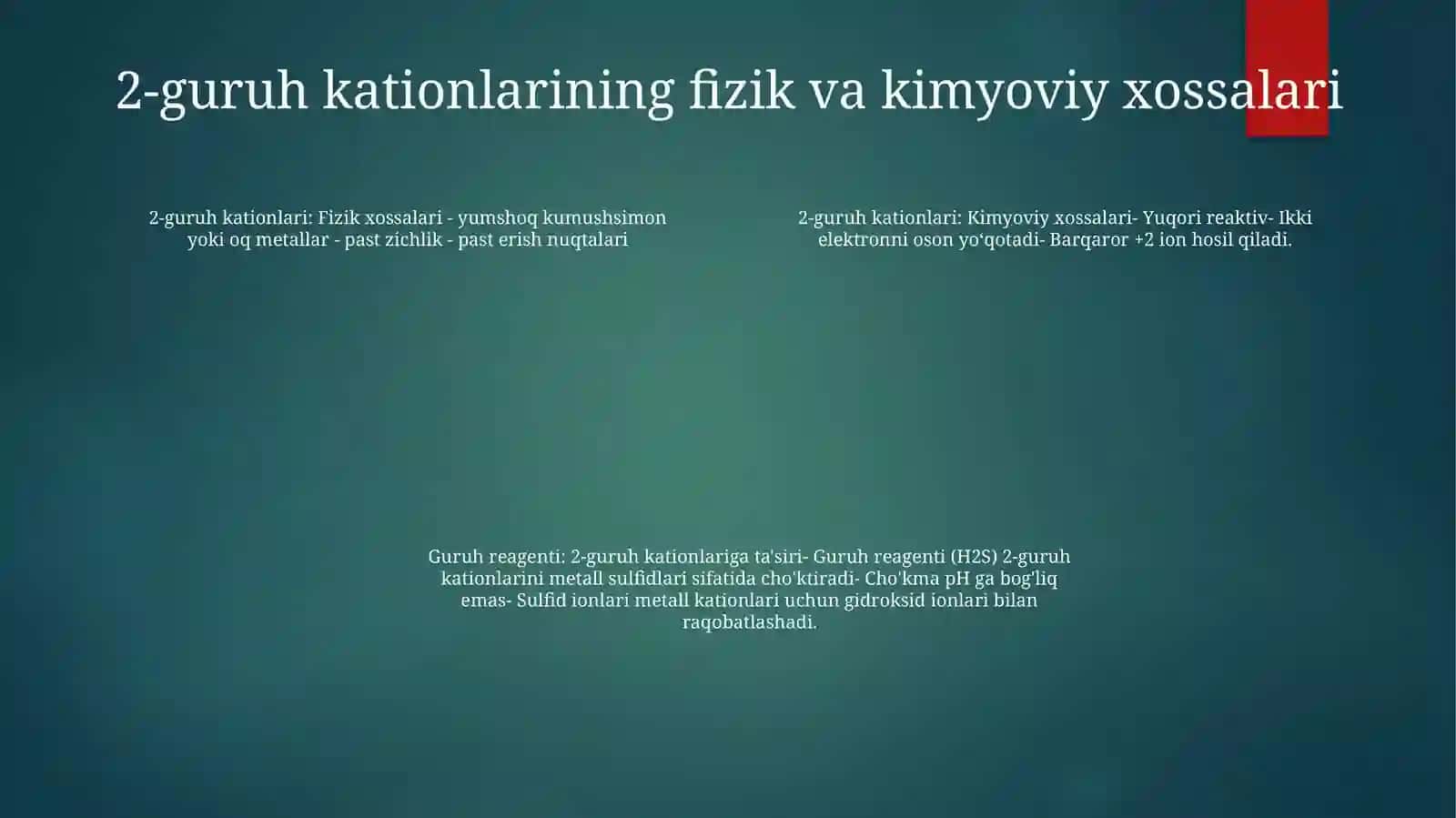 2-Guruh Kationlarining Umumiy Tavsifi Va Guruh Reagentining Ta'Siri 3