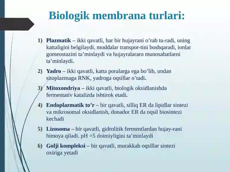Biomembranalar. Membrana retseptorlari 3