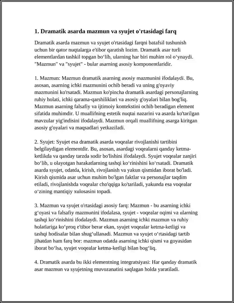 DRAMATIK ASARDA MAZMUN, SYUJET, FABULA 3