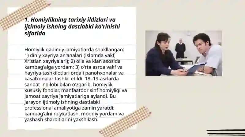 Homiylikning tarixiy ildizlari va ijtimoiy ishning dastlabki koʻrinishi 3