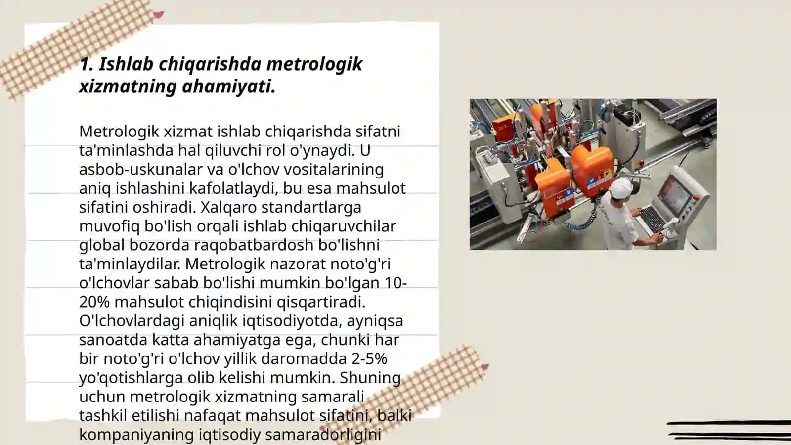 Ishlab chiqarish va uning tarmoqlarida metrologik xizmat va taʼminot 3