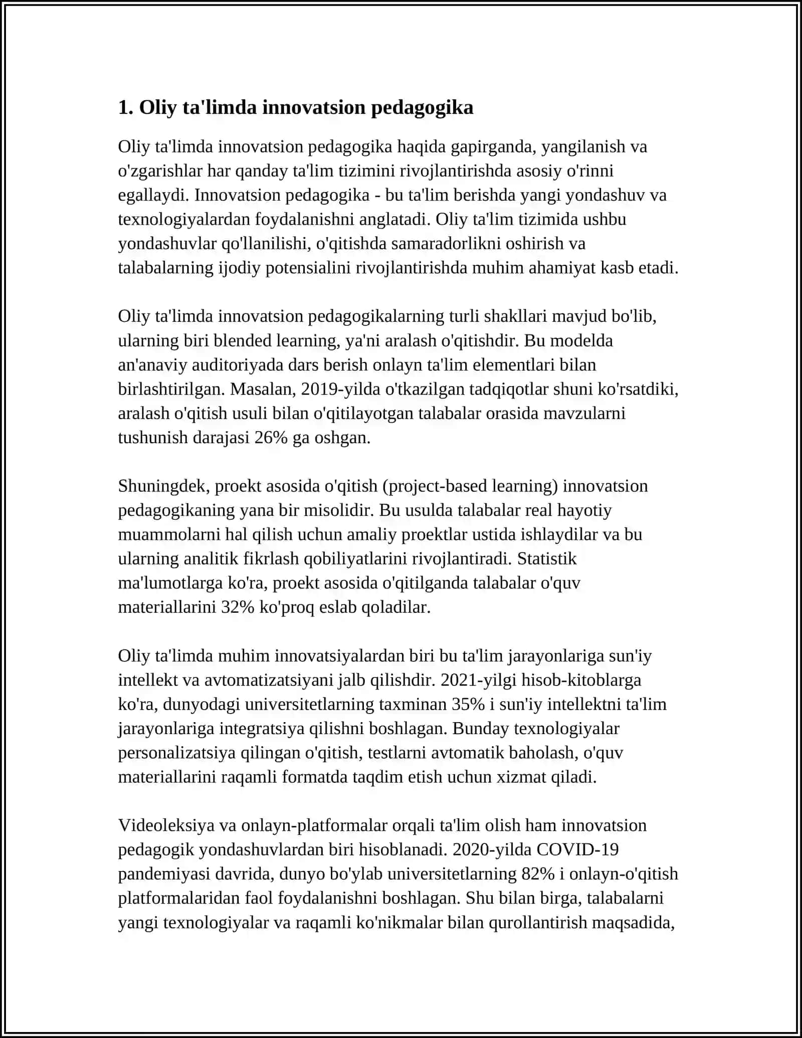 ZAMON TALABIGA JAVOB BERAOLADIGAN MUTAXASSISLAR TAYYORLASHDA ILMIY YOʻNALISHLAR REJASI 3