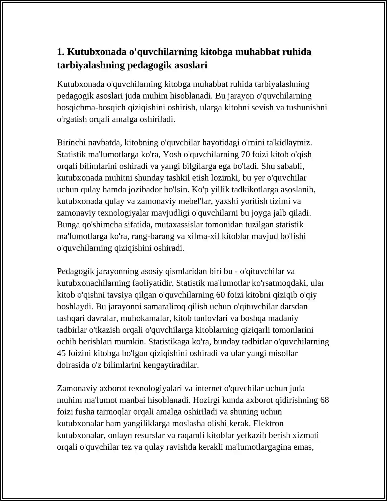 KUTUBXONADA O'KUVCHILARNI KITOBGA MUHABBAT RUHIDA TARBIYALASH 3