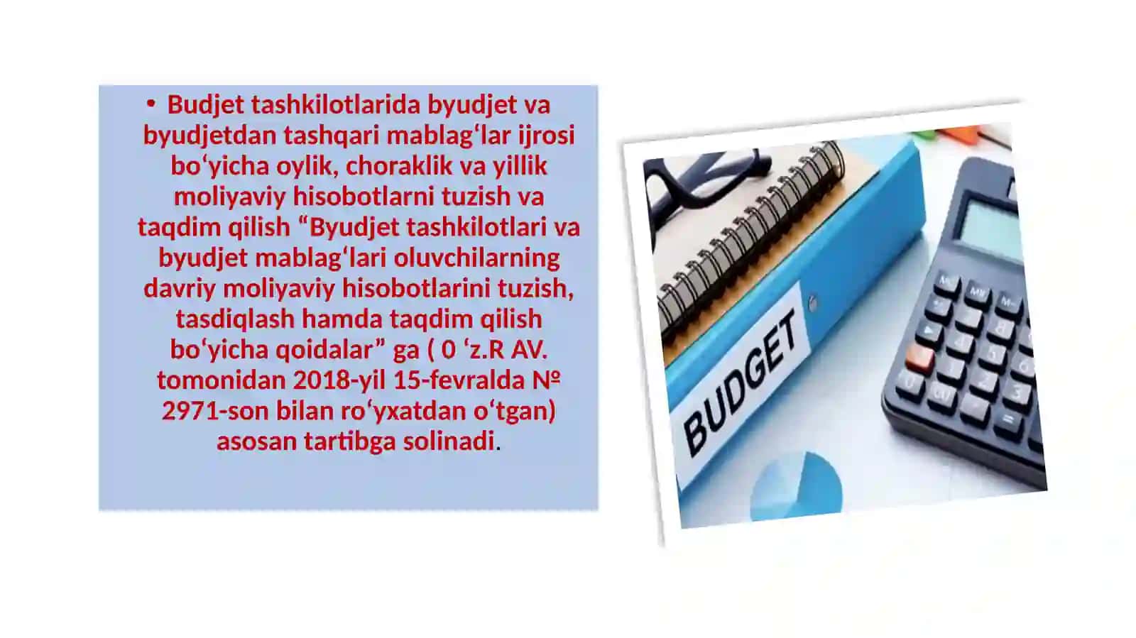 Budjet tashkilotlarida moliyaviy natijalar hisobi 3