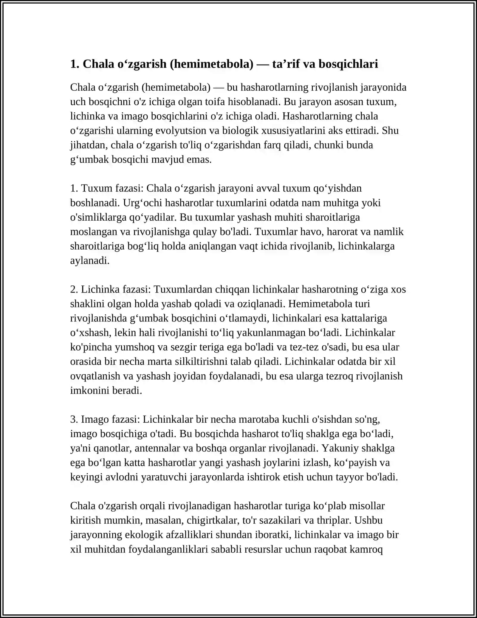 HASHORATLARNING CHALA VA TOʻLIQ OʻZGARISHLARI BUYICHA MUSTAQIL ISH ODDIY REJALI 3
