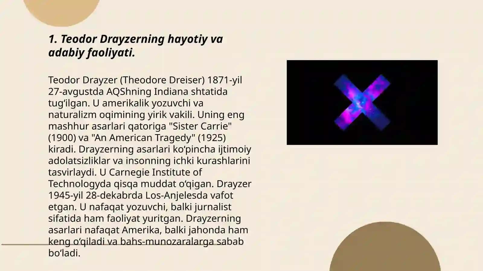 Teodor Drayzer ijodi. “Amerika fojiasi”, “Moliyachi” romanlari tahlili 3
