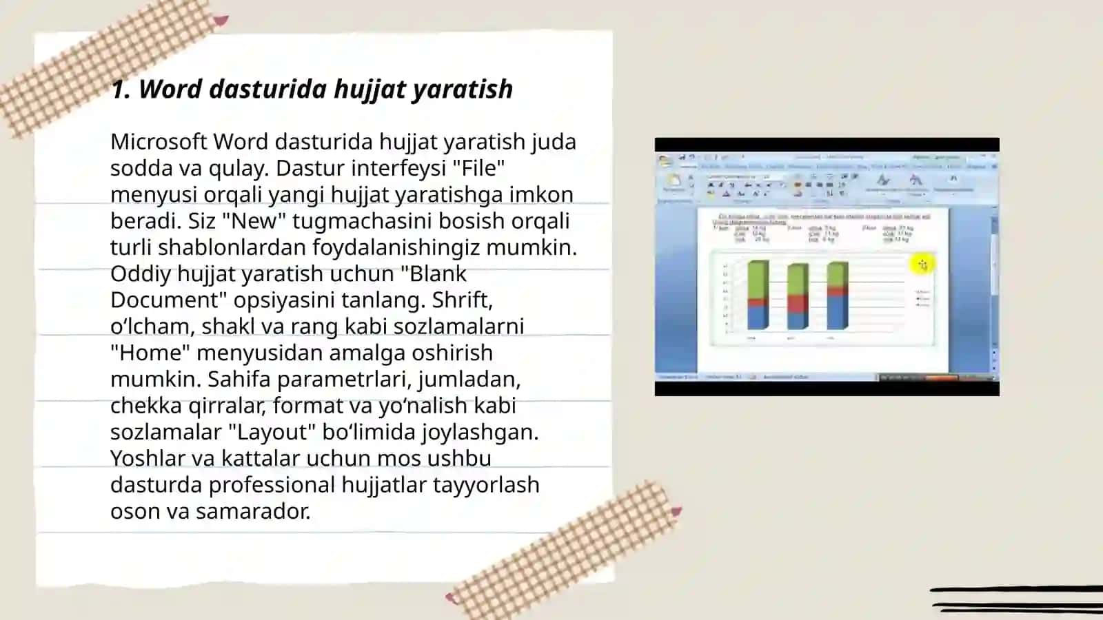 Word dasturida ishlashni tushuntirish 3