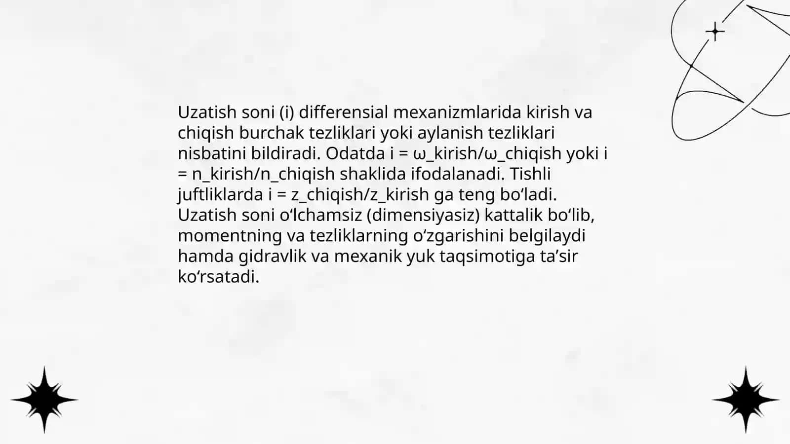 Differensial mexanizmlarni uzatish sonlarini aniqlash 3