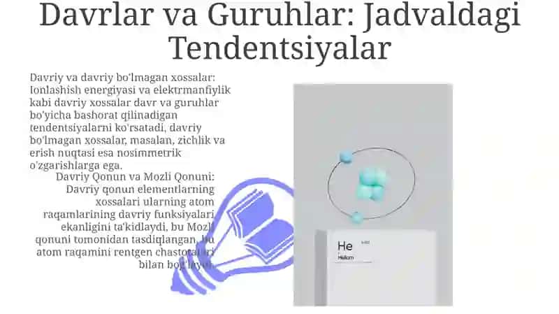 Davriy qonun va davriy sistema. Elementlarning davriy va nodavriy hossalari 3