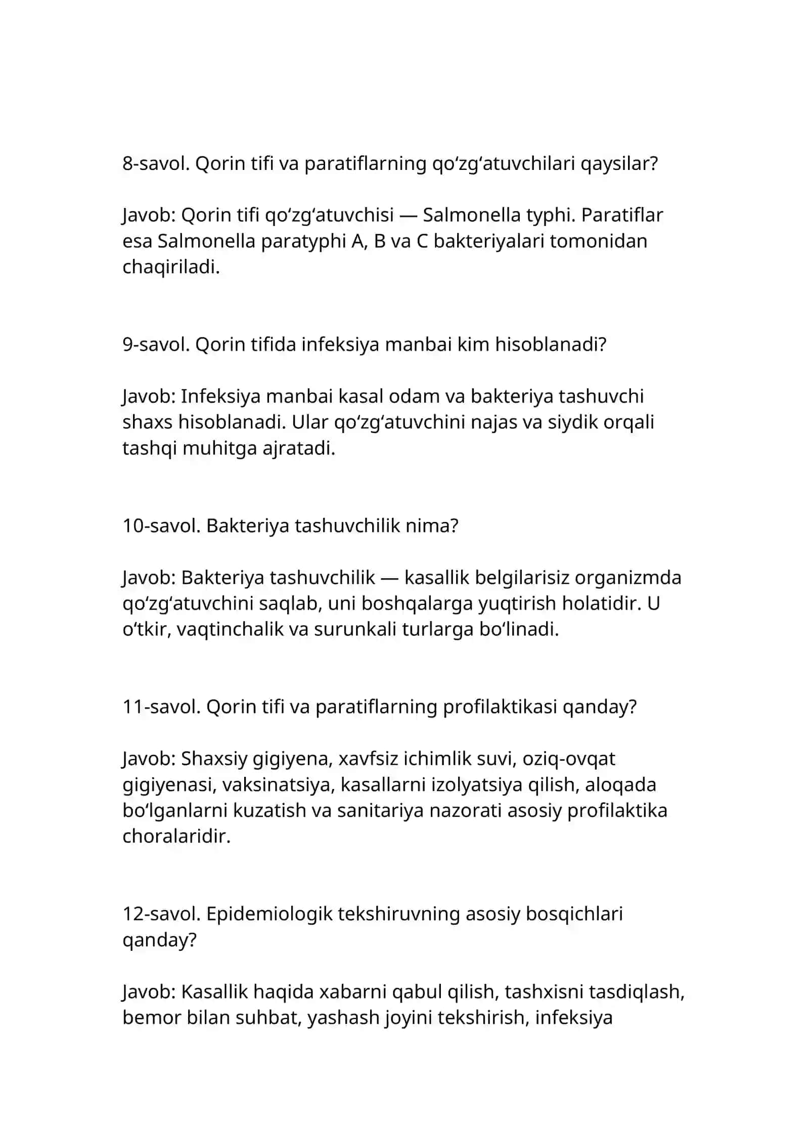 Tibbiyot Texnikumini Imtiyozli Tamomlagan Bitiruvchilar uchun Oliy Ta'lim Muassasalariga Kirish Suhbati Savollari va Mukammal Namunaviy Javoblar 3