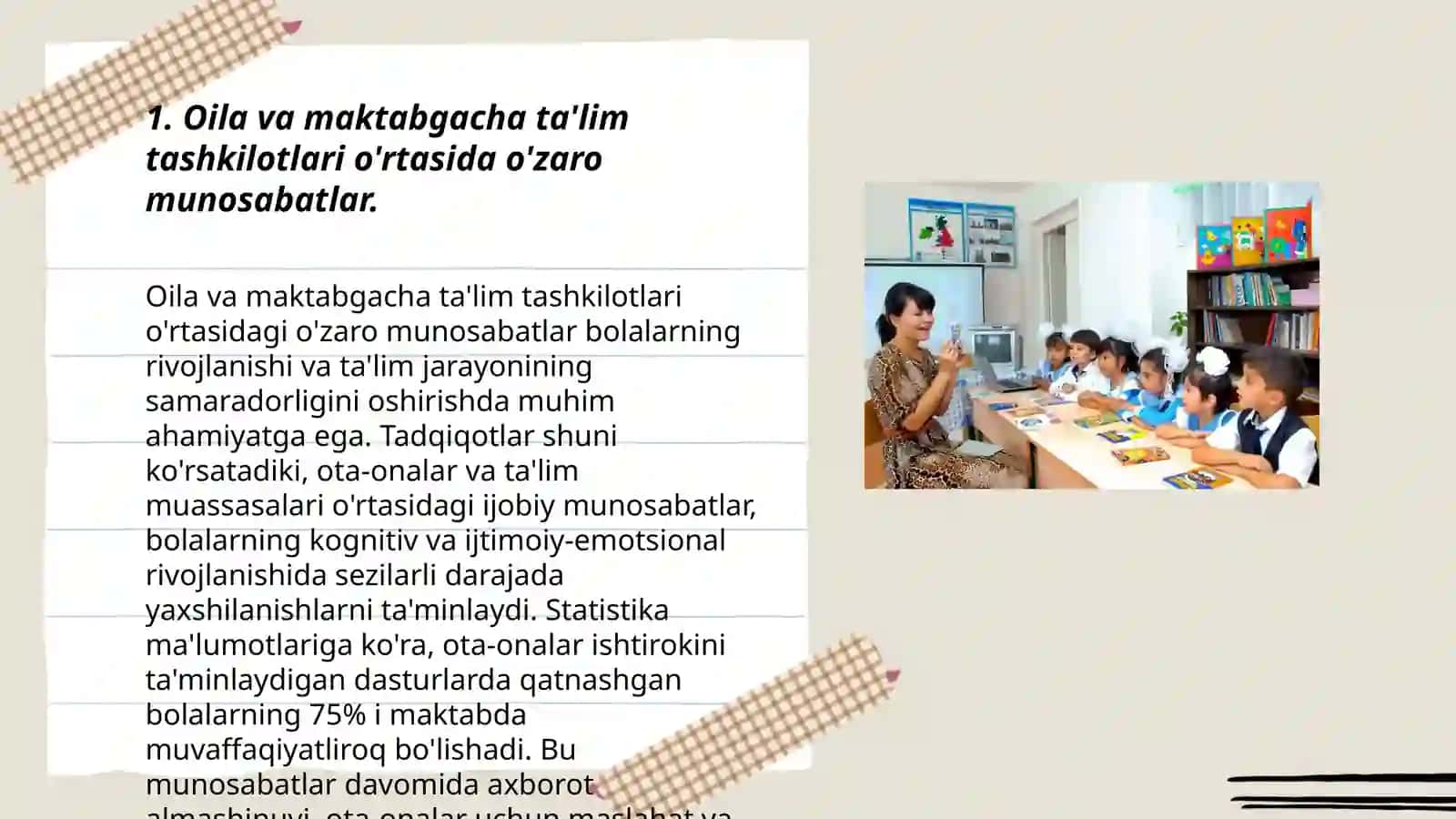 Maktabgacha ta'lim tashkilotlari tarbiyachilari, ota-onalar va oila hamkorligidagi eng keng tarqalgan ish shakllari va usullari 3