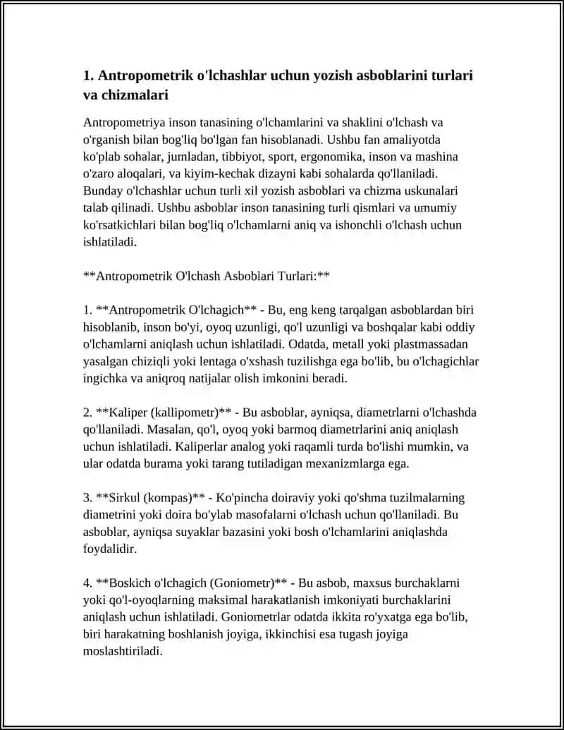 ANTROPOMETRIK ÕLCHASHLAR HAQIDA YOZISH ASBOBLARINI CHIZISH 3