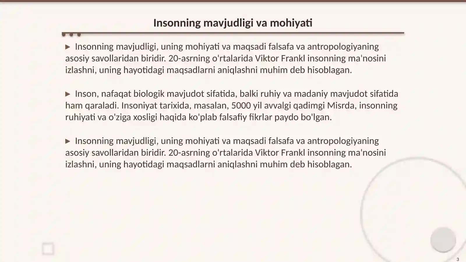 INSON FALSAFASI (FALSAFA ANTROPOLOGIYA) 3
