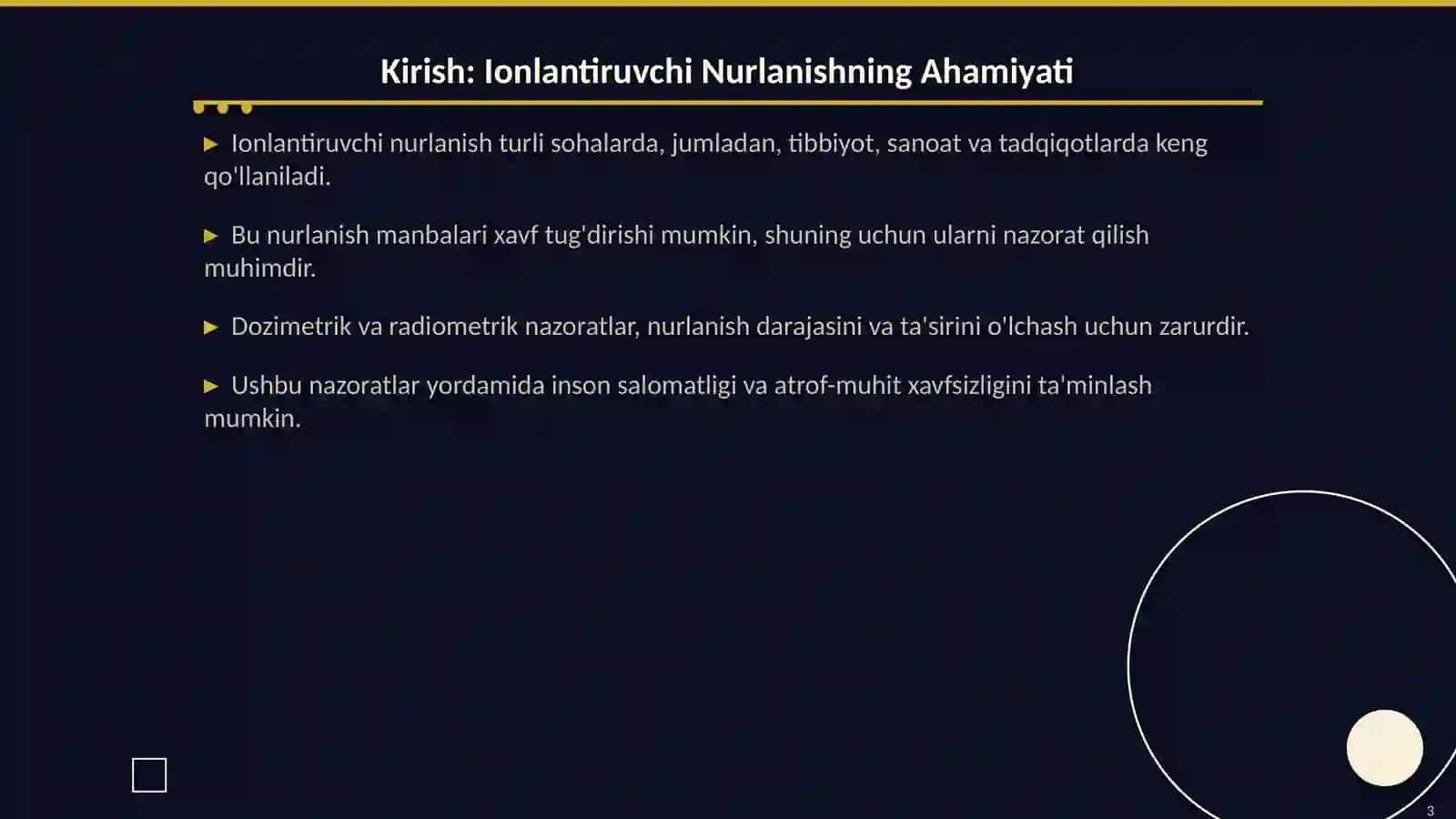 Ionlantiruvchi Nurlanish Manbalaridan Foydalanish: Dozimetrik va Radiometrik Nazorat 3