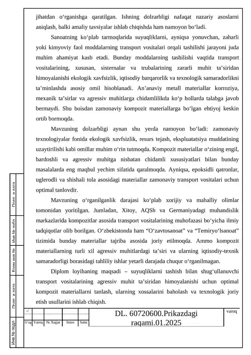 Suyuqliklarni transportlash vositalarini himoyalash usullari va materiallari 3