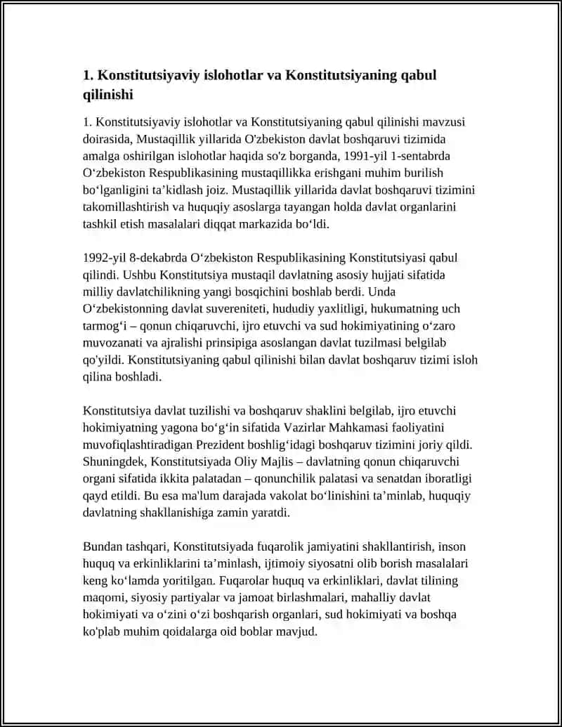 MUSTAQILLIK YILLARIDA DAVLAT BOSHQARUVI TIZIMIDA AMALGA OSHIRILGAN ISLOHOTLAR 3