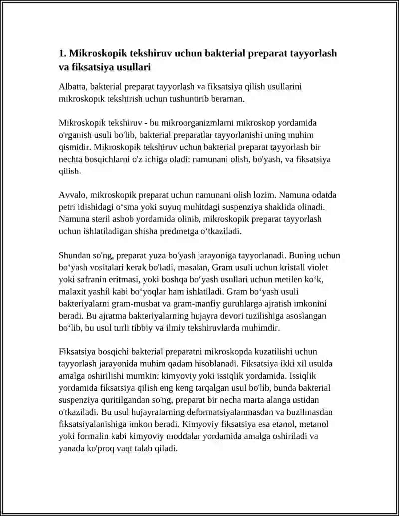 BAKTERIYALARNI TEKSHIRISH USULLARI. ODDIY VA MURAKKAB BO'YASH USULLARI 3