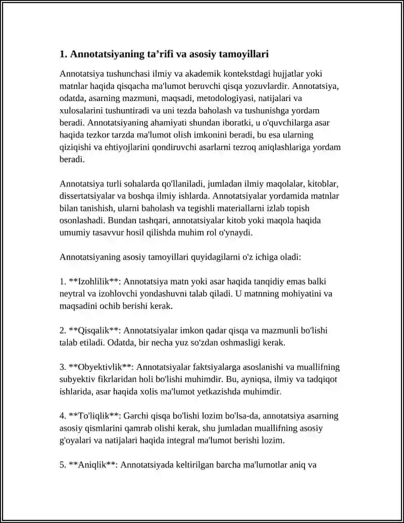 ANNOTATSIYA VA TAQRIZ MATNLARI, ULARDA IFODA MATERIALINING XUSUSIYATLARI 3