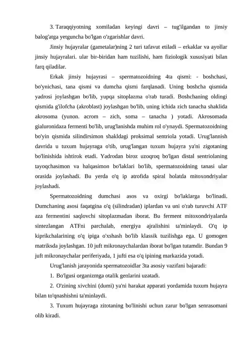 Jinsiy tizmning embriogenezi va unga tasir etuvchi ommilar 3