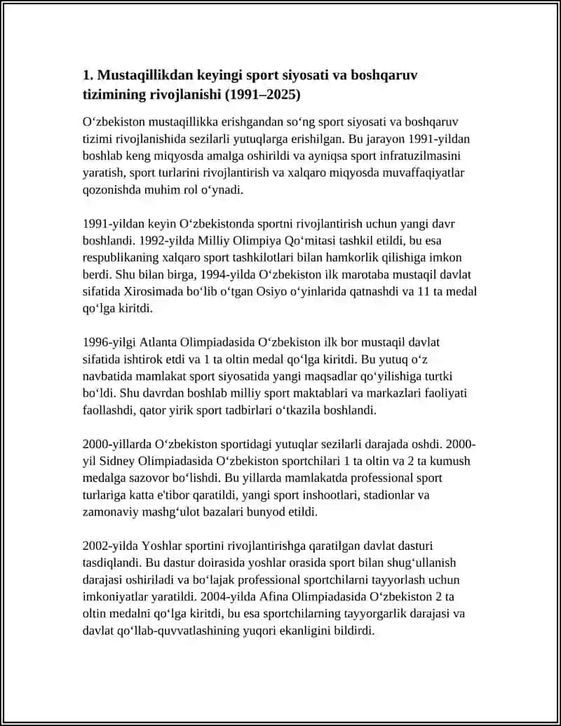 0’ZBEKISTONDA SPORT VA JISMONIY TARBIYANING RIVOJLANISH TARIXI (1991-2025) 3